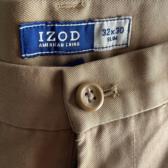 Izod khaki chino slim fit flat front - Picture 2 of 3
